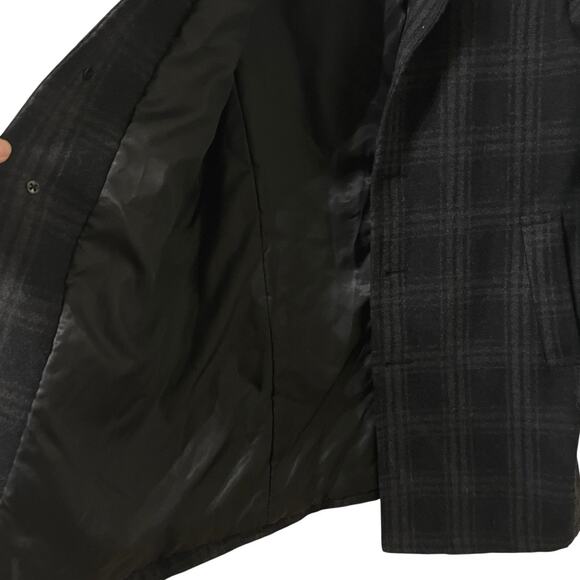 Banana Republic Factory Wool Blend Windowpane Plaid Men’s Pea Coat Size S - Picture 4 of 12